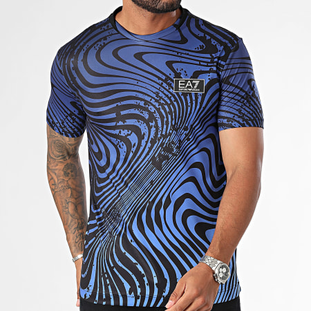 EA7 Emporio Armani Tee Shirt 6DPT17 PJPCZ Noir Bleu Roi Degrade LaBoutiqueOfficielle