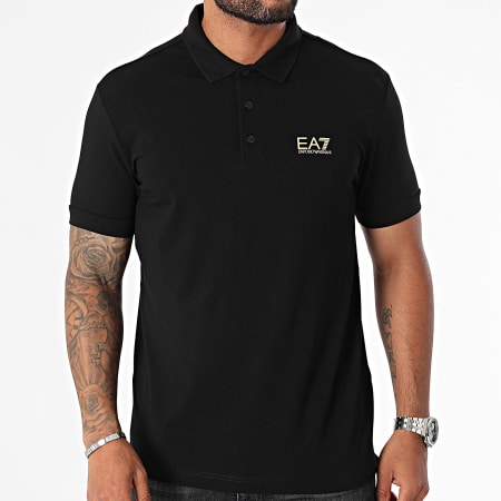 EA7 Emporio Armani - Polo korte mouw 8NPF14-PJVQZ Zwart Goud