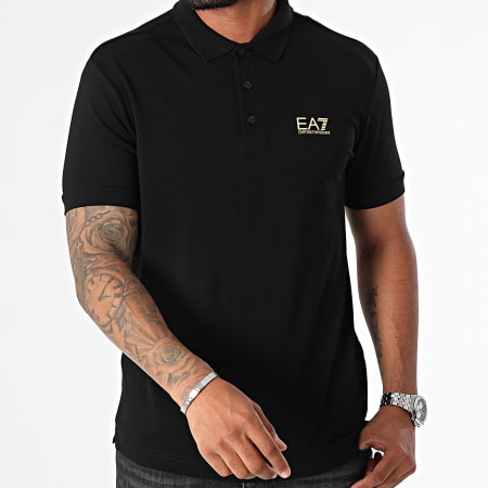 EA7 Emporio Armani - Polo korte mouw 8NPF14-PJVQZ Zwart Goud