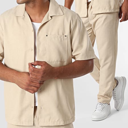 KZR - Shirt en broek met korte mouwen Beige Chiné