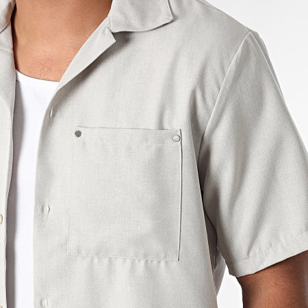 KZR - Ensemble Chemise Manches Courtes Et Pantalon Gris Clair Chiné