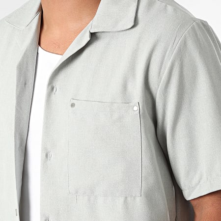 KZR - Ensemble Chemise Manches Courtes Et Pantalon Vert Clair Chiné