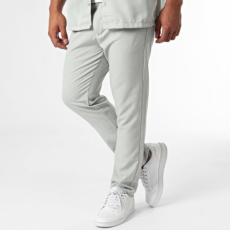 KZR - Ensemble Chemise Manches Courtes Et Pantalon Vert Clair Chiné