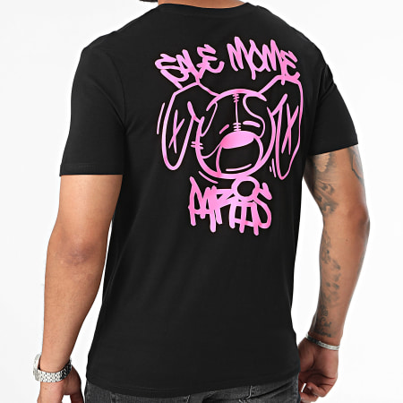 Sale Môme Paris - Tee Shirt Street Art Rabbit Nero Rosa Fluo