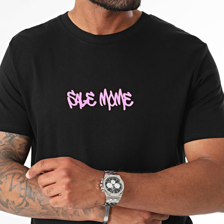 Sale Môme Paris - Camiseta Street Art Conejo Negro Rosa Fluo