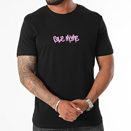 Sale Môme Paris - Camiseta Street Art Conejo Negro Rosa Fluo