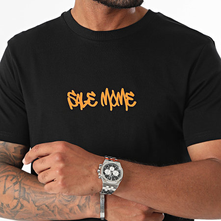 Sale Môme Paris - Tee Shirt Street Art Nounours Zwart Oranje