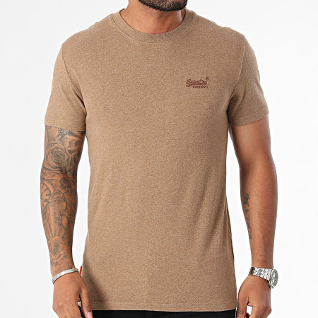 Superdry - Essentieel Logo Geborduurd T-shirt M1011245A Camel Chiné