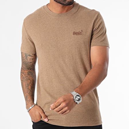 Superdry - Camiseta Essential Logo Bordado M1011245A Camel Chiné