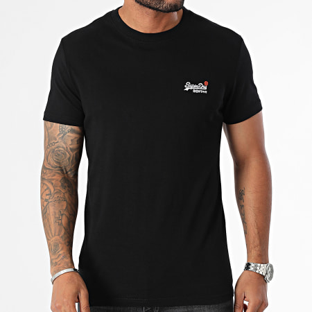 Superdry - Essential Camiseta con bordado en contraste M1012078A Negro