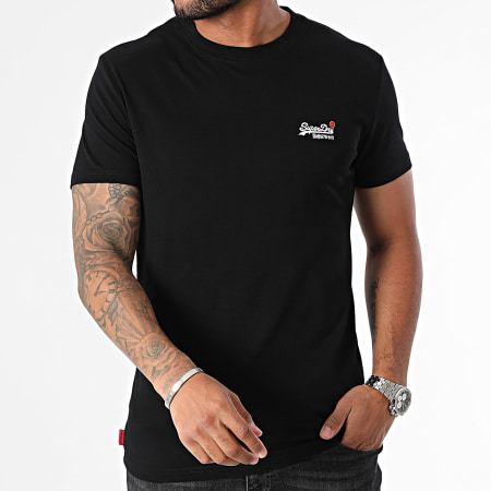 Superdry - Essential Camiseta con bordado en contraste M1012078A Negro