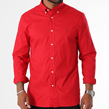 Tommy Hilfiger - Camicia Flex Popeline a maniche lunghe 0934 Rosso