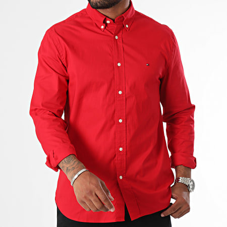 Tommy Hilfiger - Camicia Flex Popeline a maniche lunghe 0934 Rosso