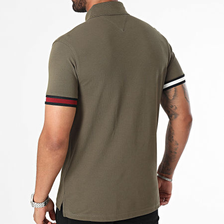 Tommy Hilfiger - Slank Vlaggenmanchet Poloshirt 3156 Kaki groen