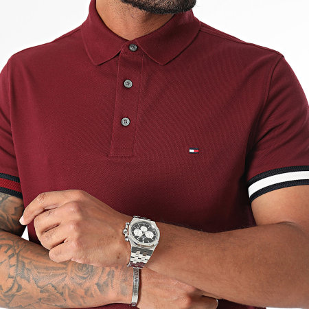 Tommy Hilfiger - Slank Vlaggenmanchet Poloshirt 3156 Bordeaux