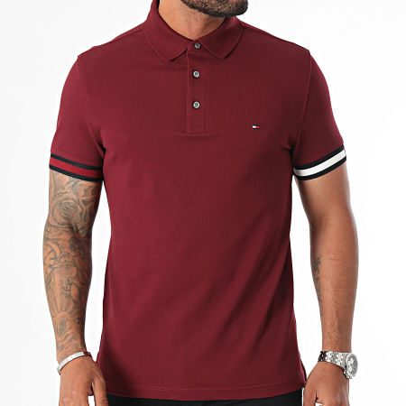 Tommy Hilfiger - Polo Manches Courtes Slim Flag Cuff 3156 Bordeaux