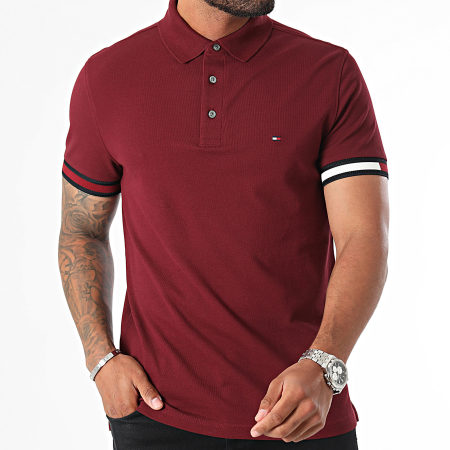 Tommy Hilfiger - Slank Vlaggenmanchet Poloshirt 3156 Bordeaux