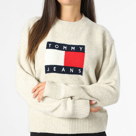 Tommy Jeans - Trui 8681 Beige met gemêleerde vlag voor dames