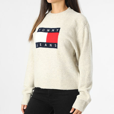 Tommy Jeans - Trui 8681 Beige met gemêleerde vlag voor dames