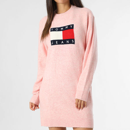 Tommy Jeans - Vestido jersey mujer Melange Flag 8719 Rosa