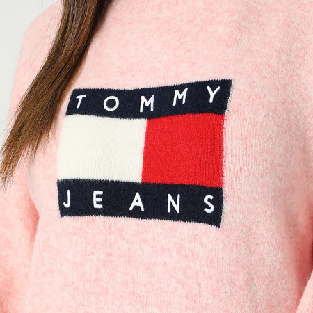 Tommy Jeans - Dames Trui 8719 Roze met gemêleerde vlag