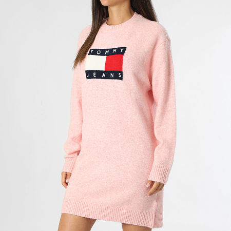 Tommy Jeans - Robe Pull Femme Melange Flag 8719 Rose