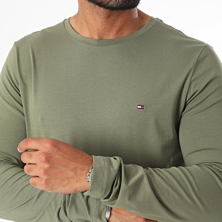 Tommy Hilfiger - Tee Stretch Slim a manica lunga 0804 Verde Khaki