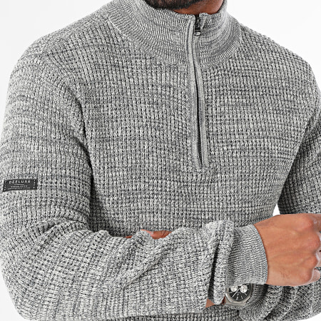 Deeluxe - P3500M Grijs gemêleerde Zip Sweat Top