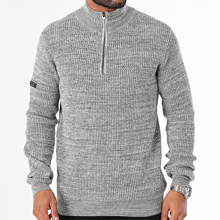 Deeluxe - P3500M Grijs gemêleerde Zip Sweat Top