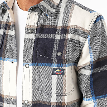 Dickies - Nimmons Blanco Azul Marino A Cuadros Surchemise