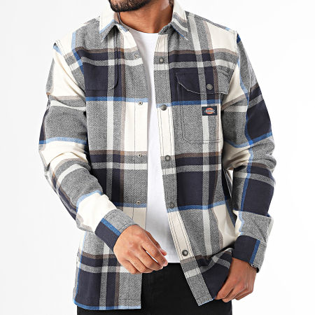 Dickies - Nimmons Blanco Azul Marino A Cuadros Surchemise