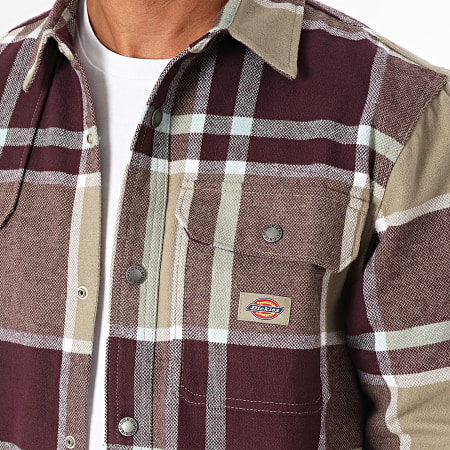 Dickies - Nimmons Sobrecamisa a Cuadros Beige Burdeos