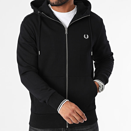 Fred Perry - Felpa con cappuccio e zip J7536 Nero