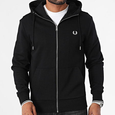 Fred Perry - Sudadera con capucha y cremallera J7536 Negro