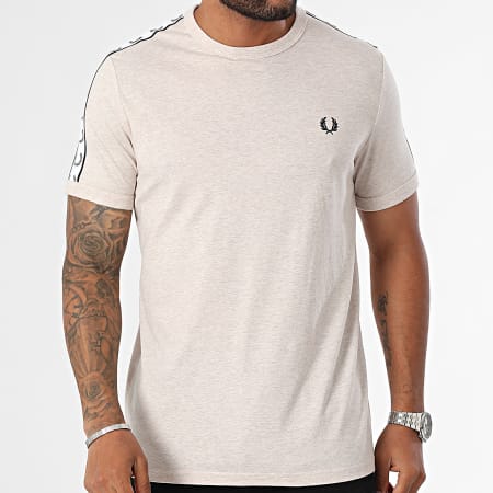 Fred Perry - T-shirt nastrata M4620 Beige Chiné