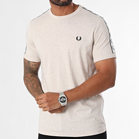 Fred Perry - T-shirt nastrata M4620 Beige Chiné