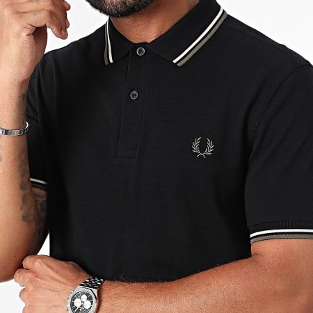 Fred Perry - Polo korte mouw met dubbele punt MM3600 Zwart