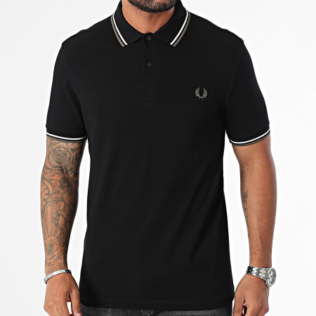 Fred Perry - Polo korte mouw met dubbele punt MM3600 Zwart