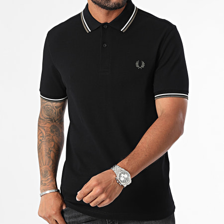 Fred Perry - Polo korte mouw met dubbele punt MM3600 Zwart