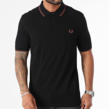 Fred Perry - Polo korte mouw met dubbele punt MM3600 Zwart