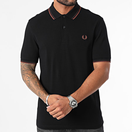 Fred Perry - Polo korte mouw met dubbele punt MM3600 Zwart