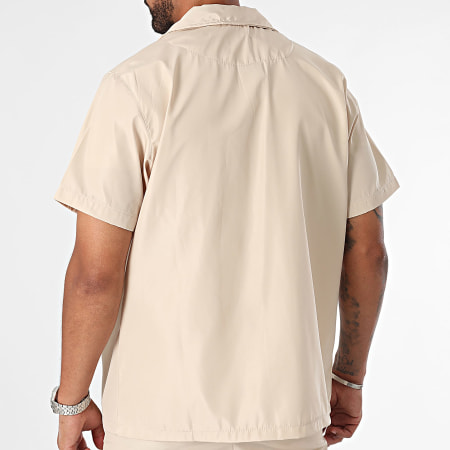 Ikao - Conjunto de sobrecamisa de manga corta y pantalón cargo beige