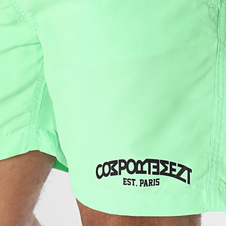 Comportement - Zwemshort Est. Parijs Fluogroen Zwart