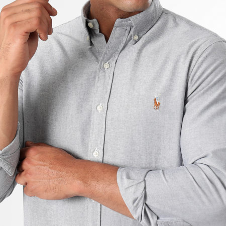 Polo Ralph Lauren - Slim Fit Classics Camisa Manga Larga Gris Heather