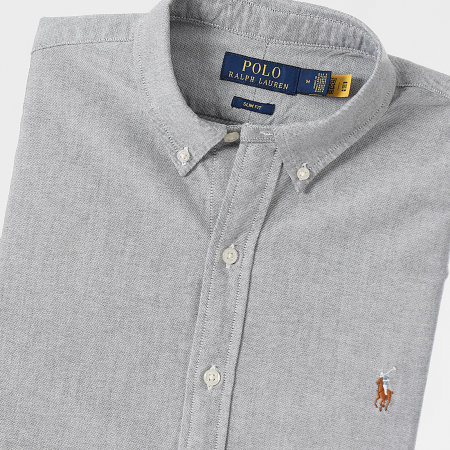 Polo Ralph Lauren - Slim Fit Classics Camisa Manga Larga Gris Heather