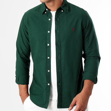 Polo Ralph Lauren - Camicia Slim a maniche lunghe Original Player Verde scuro