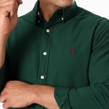 Polo Ralph Lauren - Camicia Slim a maniche lunghe Original Player Verde scuro