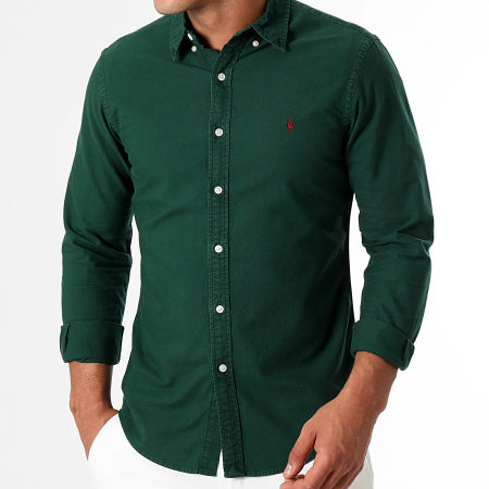 Polo Ralph Lauren - Camicia Slim a maniche lunghe Original Player Verde scuro