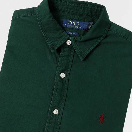 Polo Ralph Lauren - Camicia Slim a maniche lunghe Original Player Verde scuro