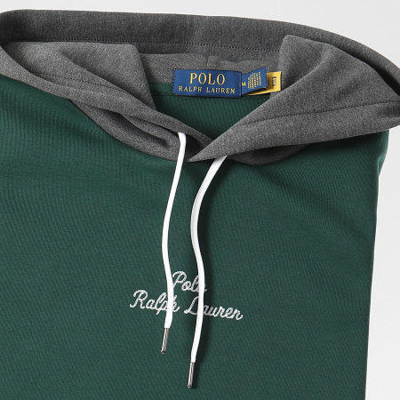 Polo Ralph Lauren - Felpa con cappuccio con logo ricamato verde scuro Multi